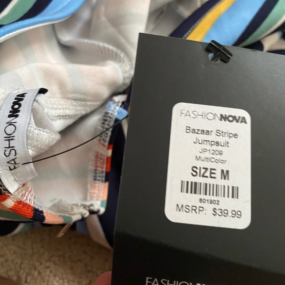 Fashion nova. Jumpsuit. Striped.